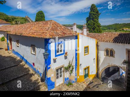 Óbidos ist eine Stadt und eine Gemeinde in der Region Oeste, der historischen Provinz Estremadura und dem Bezirk Leiria. Stockfoto