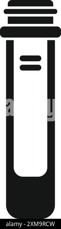 Schwarze Silhouette eines Reagenzglases, das eine Blutprobe enthält, symbolisiert medizinische Tests und Diagnostik Stock Vektor