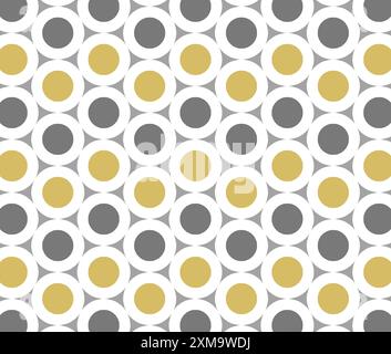 Retro Modern Yellow And Gray Seventies Style Kreise Geometrisches Mid Century Hintergrundmuster Stockfoto