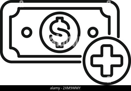 Einfaches Symbol, das eine medizinische Rechnung darstellt und die Kosten und Ausgaben im Zusammenhang mit Gesundheitsdienstleistungen darstellt Stock Vektor