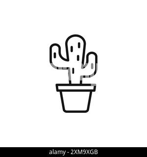 Cactus icon Outline Kollektion oder Set in Schwarzweiß-Outline Stock Vektor