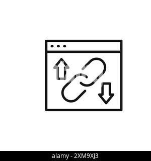 Backlink-Symbol-Outline-Sammlung oder Set in Schwarzweiß-Outline Stock Vektor