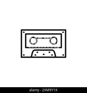 Das Kassettenbandsymbol zeigt eine Sammlung oder einen Schwarzweiß-Umriss an Stock Vektor