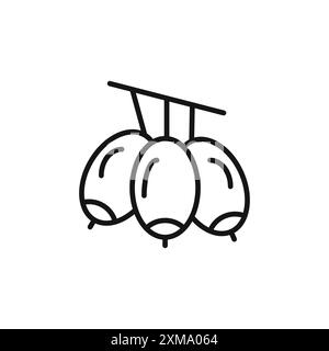 Jujube Icon Outline Kollektion oder Set in Schwarz-weiß-Kontur Stock Vektor