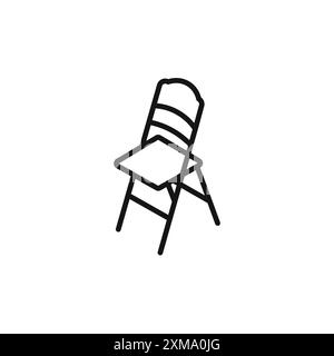 Klappstuhl Icon Outline Kollektion oder Set in Schwarz-weiß-Umrandung Stock Vektor