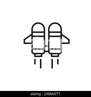 Jet Pack Icon Outline Kollektion oder Set in Schwarz-weiß-Kontur Stock Vektor