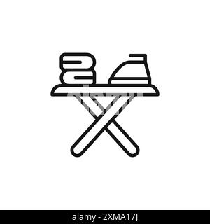 Bügeltisch Icon Outline Kollektion oder Set in Schwarz-weiß-Kontur Stock Vektor