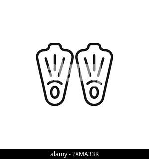 Schwimmflossen Icon Outline Kollektion oder Set in Schwarz-weiß-Umrandung Stock Vektor