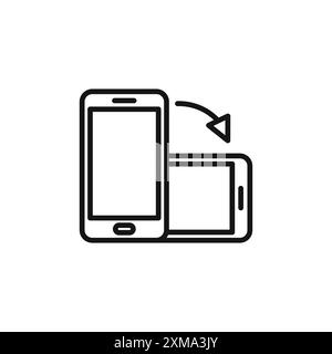 Drehen Sie die Konturensammlung des Telefonsymbols oder setzen Sie sie in Schwarzweiß-Kontur ein Stock Vektor