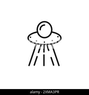 ufo Flying Icon Outline Kollektion oder Set in Schwarz-weiß-Outline Stock Vektor