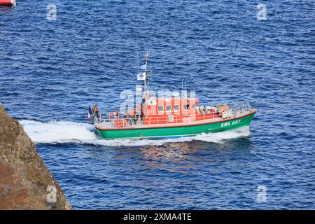 Rettungsboot der Sauveteurs en Mer, Seerrettung, La Grande Parade, Segeln der traditionellen Segelboote von Brest nach Douarnenez am Ende der Stockfoto