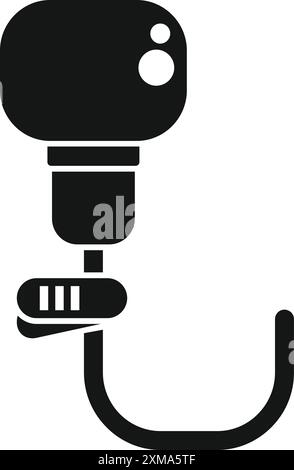 Schwarzes Glyph-Symbol, das ein Lavalier-Mikrofon mit kleinem Clip darstellt, ideal für diskrete Audioaufnahmen Stock Vektor