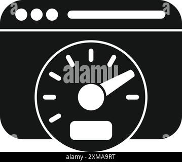 Messen der Website-Performance und der Optimierung der Seitengeschwindigkeit mit einem Tachometer, das eine schnelle Ladezeit anzeigt Stock Vektor
