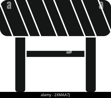 Schwarz-weißes Symbol für eine gestreifte Barriere, die den Zugang blockiert Stock Vektor