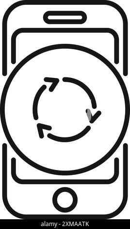 Smartphone zeigt ein rotierendes Pfeilsymbol an, das einen laufenden Aktualisierungs- oder Synchronisierungsprozess darstellt Stock Vektor