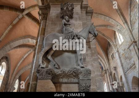 Skulptur des Bamberger Reiters, entstanden in der ersten Hälfte des 13. Jahrhunderts, Bamberger Domweihe 1237, Oberfranken, Baysern, Deutschland Stockfoto