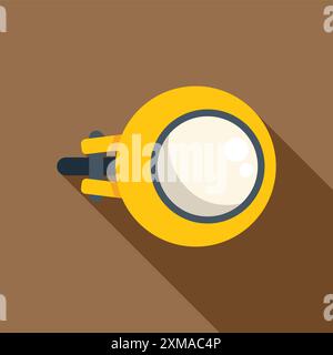 Betonmischer, der auf einer Baustelle arbeitet, flaches Design-Symbol mit langem Schatten von oben Stock Vektor