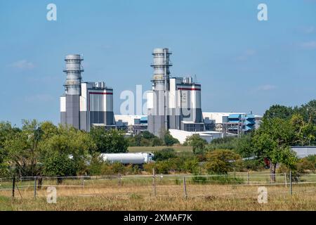 Trianel Gas- und Dampfkraftwerk Hamm-Uentrop, zwei Kraftwerksblöcke mit je 425 Megawatt Leistung, Nordrhein-Westfalen Stockfoto