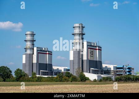 Trianel Gas- und Dampfkraftwerk Hamm-Uentrop, zwei Kraftwerksblöcke mit je 425 Megawatt Leistung, Nordrhein-Westfalen Stockfoto