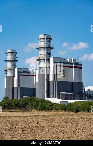 Trianel Gas- und Dampfkraftwerk Hamm-Uentrop, zwei Kraftwerksblöcke mit je 425 Megawatt Leistung, Nordrhein-Westfalen Stockfoto