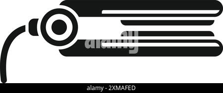 Schwarzes Glyph-Symbol eines Haarglätters mit Temperaturregler Stock Vektor