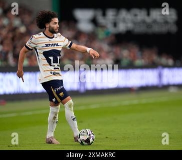 Austin, Texas, USA. Juli 2024. Pumas UNAM-Stürmer César Huerta (12) während eines Fußballspiels beim FC Austin am 26. Juli 2024 in Austin. Austin gewann mit 3:2. (Kreditbild: © Scott Coleman/ZUMA Press Wire) NUR REDAKTIONELLE VERWENDUNG! Nicht für kommerzielle ZWECKE! Quelle: ZUMA Press, Inc./Alamy Live News Stockfoto