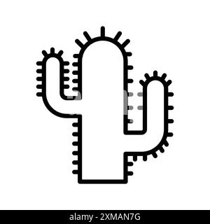 Cactus Icon – Linear-Logo-Set-Kollektion in Schwarz-weiß für Web-Anwendungen Stock Vektor