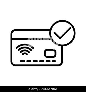 Lineare Logomarkensätze mit dem Symbol für kontaktlose Zahlungen in Schwarz und weiß für das Web Stock Vektor