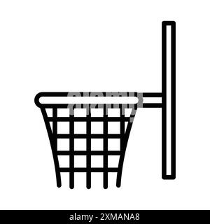 Basketball Hoop Icon – Set mit linearem Logo in Schwarz-weiß für Web-Zwecke Stock Vektor