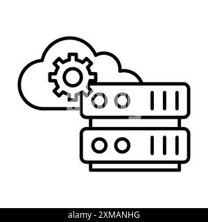 Symbol für Cloud-Dateneinstellungen lineare Logomarke Set Collection in Schwarzweiß für Web Stock Vektor