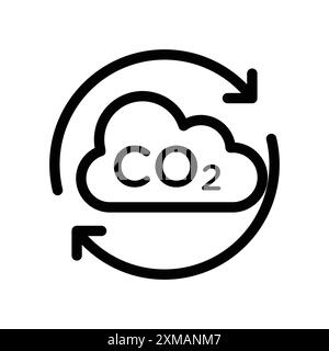 co2 Gas Kohlendioxid Symbol lineare Logomarke Set Kollektion in Schwarz-weiß für Web Stock Vektor
