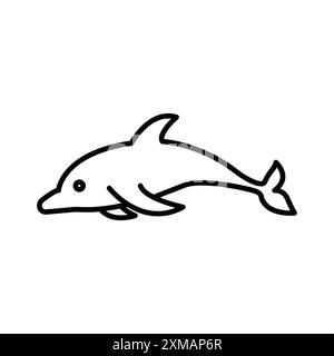 Dolphin Icon Linear-Logo-Set-Kollektion in Schwarz-weiß für Web-Zwecke Stock Vektor
