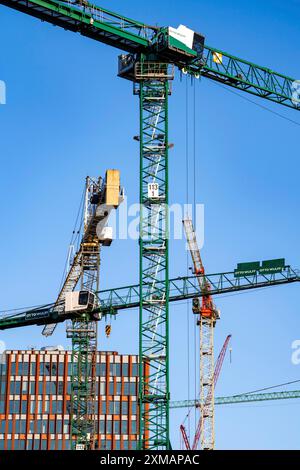 Baustellen im Osten der Hafencity Hamburg, Bürogebäude, neuer Stadtteil an der Elbe, auf dem Gelände des ehemaligen Freihafens, Wohnhaus Stockfoto