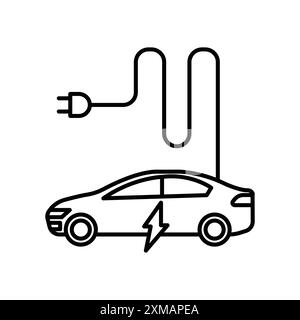 Lineare Logomarkensätze für Elektrofahrzeuge in Schwarz-weiß für Web Stock Vektor