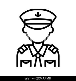 Line-Set-Kollektion des Chief Officers für Männer in Schwarz und weiß für Web Stock Vektor