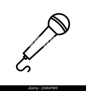 Kollektion mit linearen Logomarken für Mikrofon-Symbol in Schwarz-weiß für das Web Stock Vektor