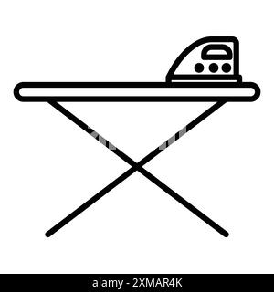 Bügeltisch Icon Kollektion mit linearen Logomarken in Schwarz-weiß für Web-Zwecke Stock Vektor