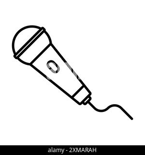 Kollektion mit linearen Logomarken für Mikrofon-Symbol in Schwarz-weiß für das Web Stock Vektor