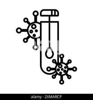 PCR-Testsymbol, lineare Logo-Markierungsset-Sammlung in Schwarz-weiß für Web Stock Vektor