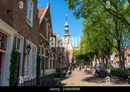 Die Stadt Veere, Provinz Zeeland, das alte Rathaus, Marktplatz, Cafés und Geschäfte, altes Rathaus, Veere Museum, Niederlande Stockfoto