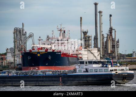 Petroleumhaven, Shell Terminal Europoort, Erdöltankfarm, Großtanks und Ladeterminals für Übersee- und Binnenschiffe, Europoort Large Stockfoto