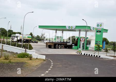 18-08-2023, Rajasthan, Indien. Neu eingeweihter JIO-BP Benzinpumpenhändler Stockfoto