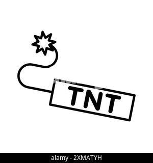 TNT Dynamite Icon Linear Logo Set Kollektion in Schwarz und weiß für Web Stock Vektor