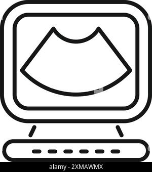 Ultraschallgerät, das einen Scan anzeigt, der die Überwachung der pränatalen Versorgung und der fetalen Entwicklung darstellt Stock Vektor