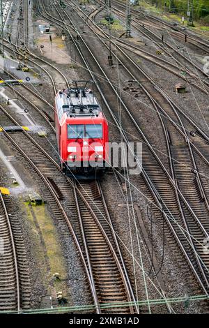 Rangierlokomotive, am Rangierbahnhof Hagen-Vorhalle, einer der neun größten in Deutschland, an der Bahnstrecke Wuppertal–Dortmund gelegen und hat Stockfoto