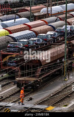 Der Rangierbahnhof Hagen-Vorhalle, einer der neun größten in Deutschland, befindet sich an der Bahnstrecke Wuppertal–Dortmund und verfügt über 40 Richtgleise Stockfoto