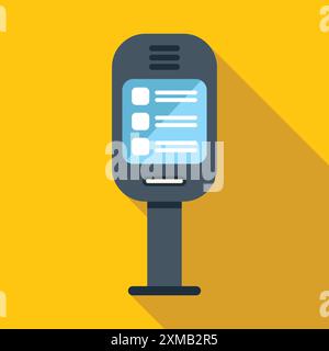 Der moderne digitale Informationskiosk zeigt wichtige öffentliche Daten auf einem hellgelben Hintergrund an Stock Vektor