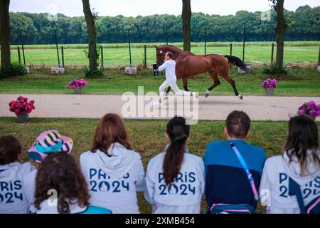 Versailles, Frankreich. Juli 2024. Jan KAMINSKI Reiten Jard, Pferdeinspektion während der Olympischen Spiele Paris 2024 am 26. Juli 2024 im Château de Versailles in Versailles, Frankreich - Foto Christophe Bricot/DPPI Media Credit: DPPI Media/Alamy Live News Stockfoto