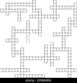 Kreuzworträtsel-Hintergrund mit Wortrastermuster. Vorlage für Kreuzworträtsel. Illustration des flachen Vektors auf weißem Hintergrund isoliert. Stock Vektor