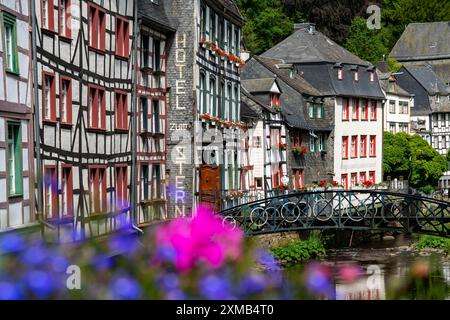 Die Stadt Monschau in der Eifel an der Rur, Nordrhein-Westfalen Stockfoto